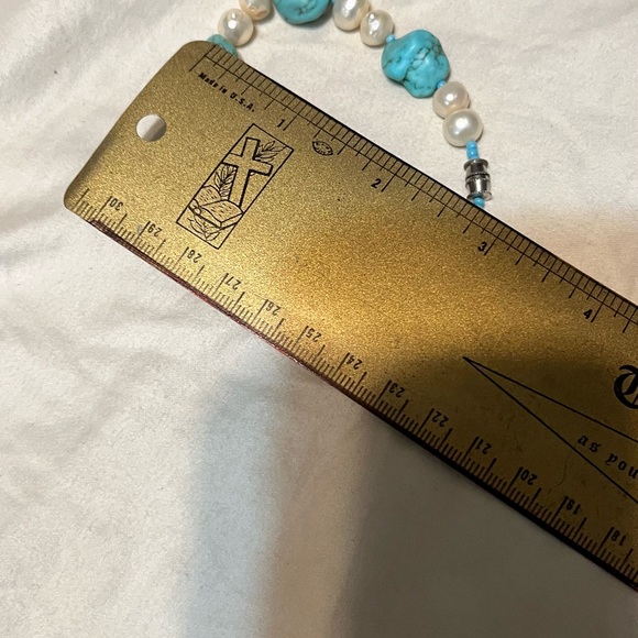 Turquoise, Pearl sterling clasp with real teal beading hand made West Davis - Picture 7 of 7